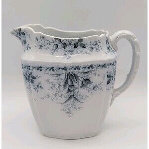 Vtg Alfred Meakin Floral Transferware Pitcher Vase Blue White